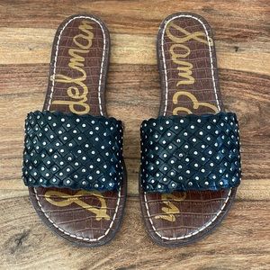Sam Edelman Geraldine black woven leather slides